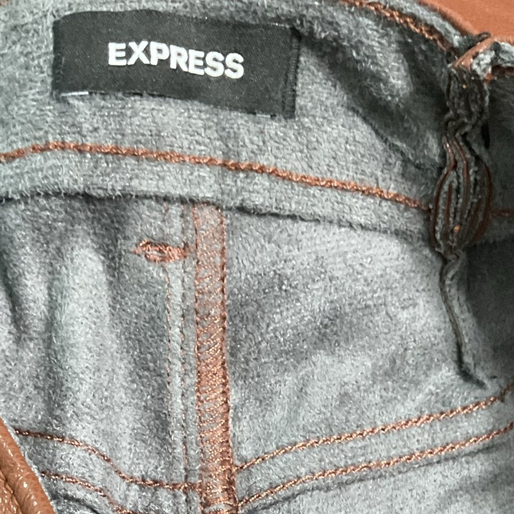 Gorgeous Express Super High Rise Straight Leg Pants With Leather Finish - Picture 5 of 6